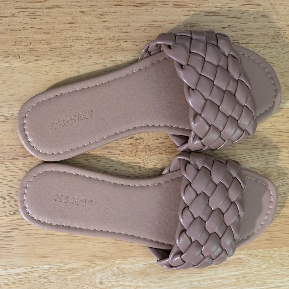Old Navy Tan Braided Sandals Slip-On Comfort
